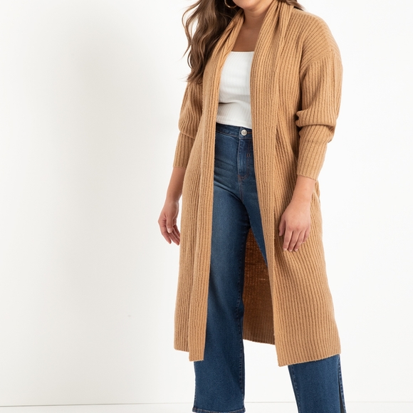 Eloquii Sweaters - Eloquii Long Rib Cardigan